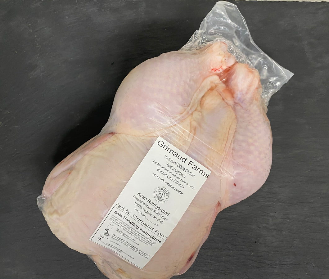 Halal Hand Slaughtered Whole Chicken (per unit)