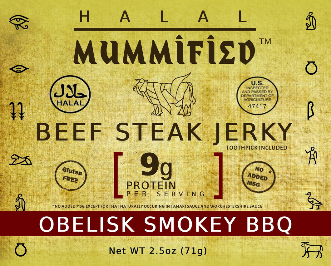 Beef Steak Jerky - Obelisk Smokey BBQ 2.5 oz